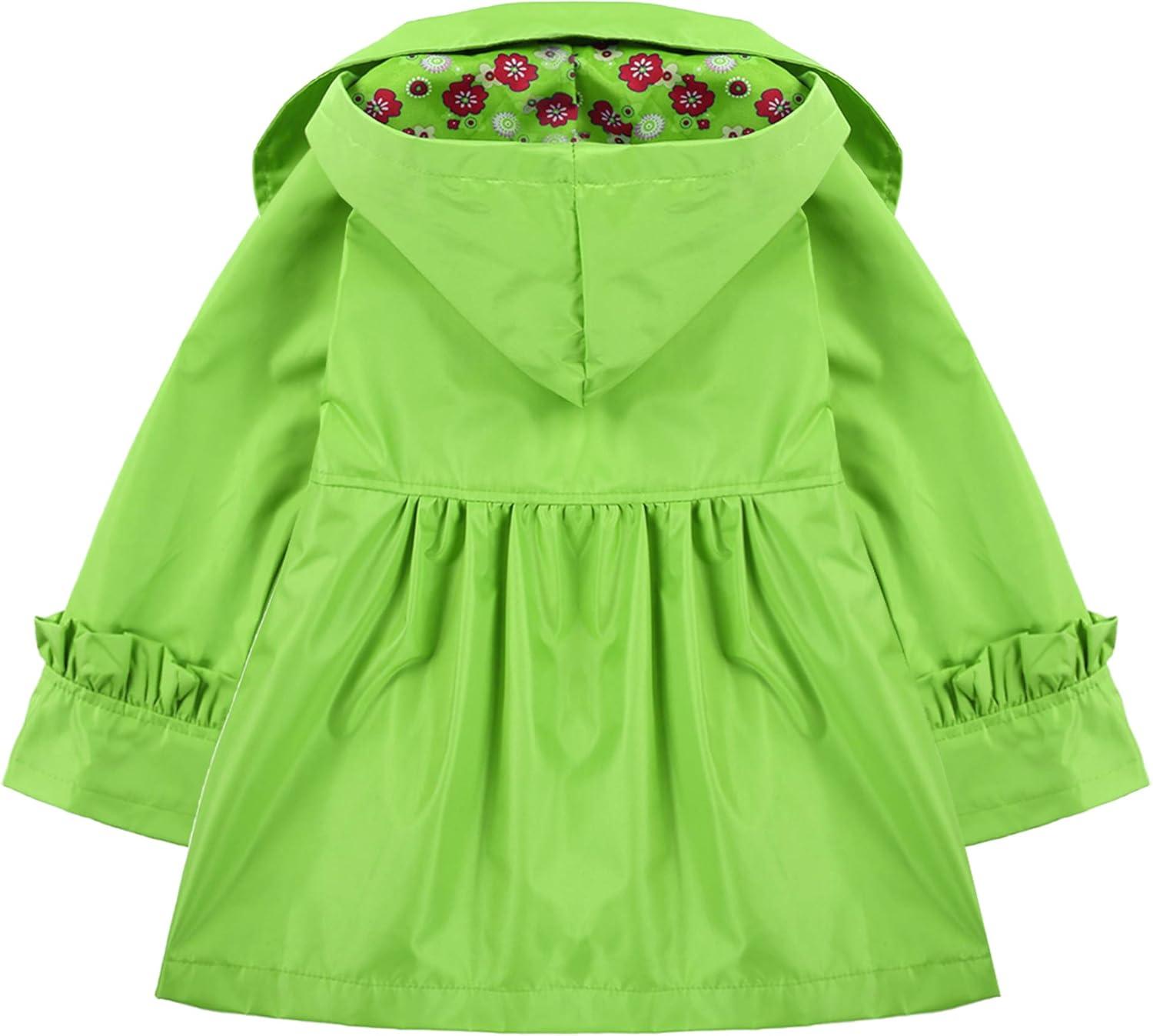 image:imageArshiner Girl Kid Flower Waterproof Hooded Coat Jacket Outwear Raincoat Hoodies Green 100 Age for 2 3Y Green 100 Age for 2 3Y