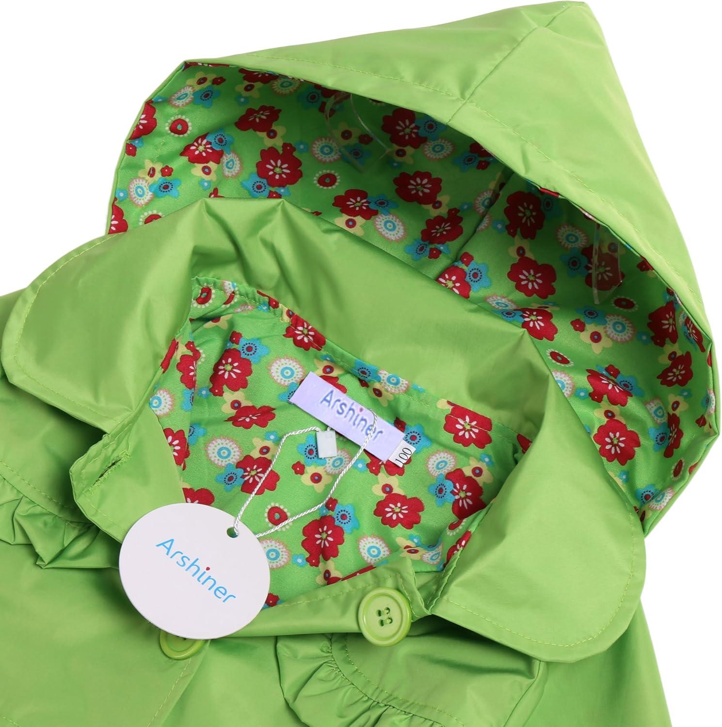 image:imageArshiner Girl Kid Flower Waterproof Hooded Coat Jacket Outwear Raincoat Hoodies Green 100 Age for 2 3Y Green 100 Age for 2 3Y