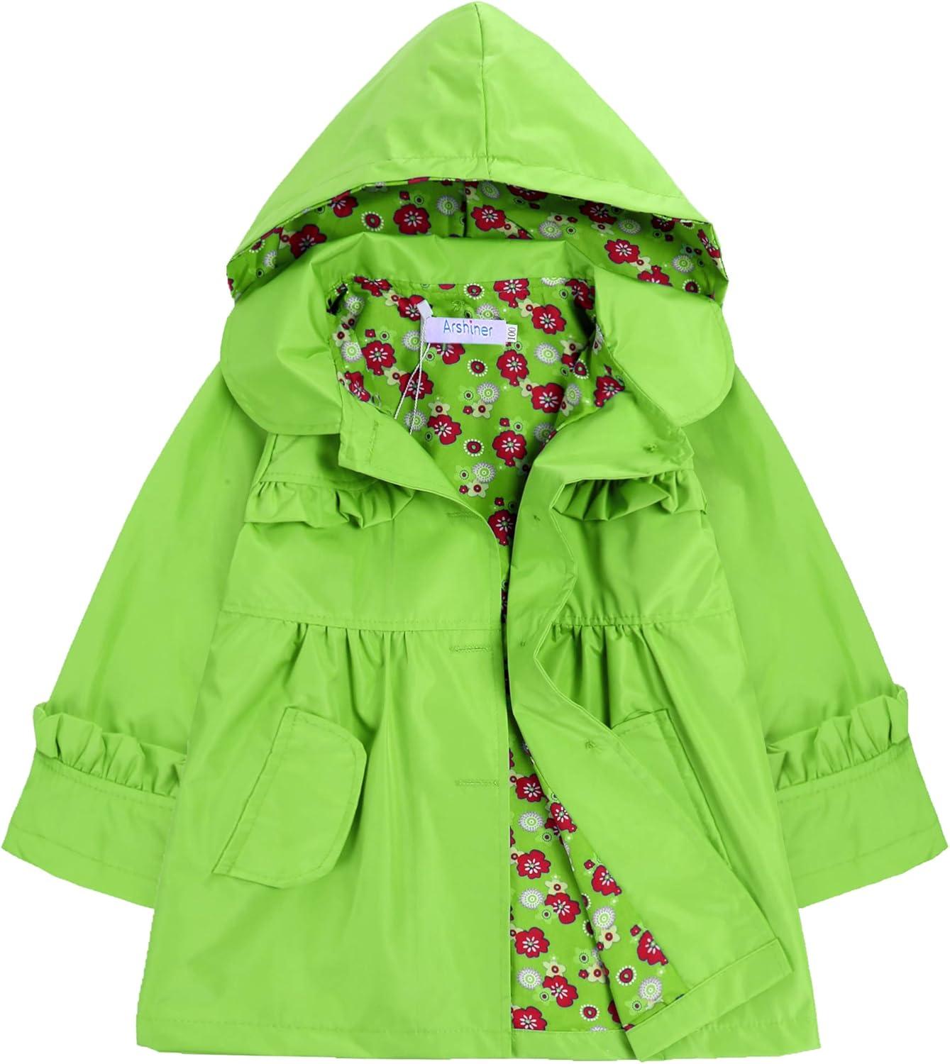 image:imageArshiner Girl Kid Flower Waterproof Hooded Coat Jacket Outwear Raincoat Hoodies Green 100 Age for 2 3Y Green 100 Age for 2 3Y