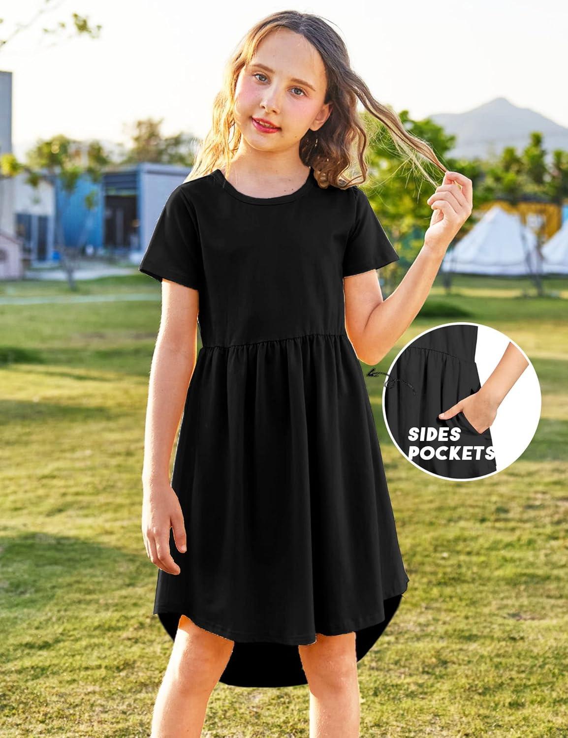 image:imageArshiner Girl Short Sleeve A Line Skater Casual Twirly Casual Dress