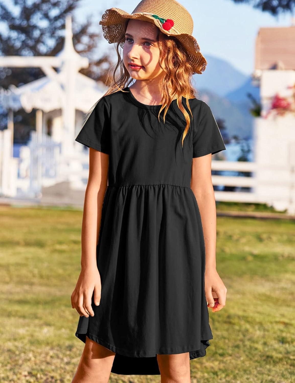image:imageArshiner Girl Short Sleeve A Line Skater Casual Twirly Casual Dress