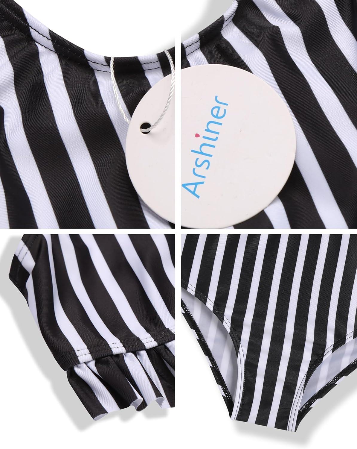 image:imageArshiner Girls Bikini Beach Swimwear 2 Piece Swimsuits Floral Printing Bathing Suits for 415 YearsBlack White Stripes