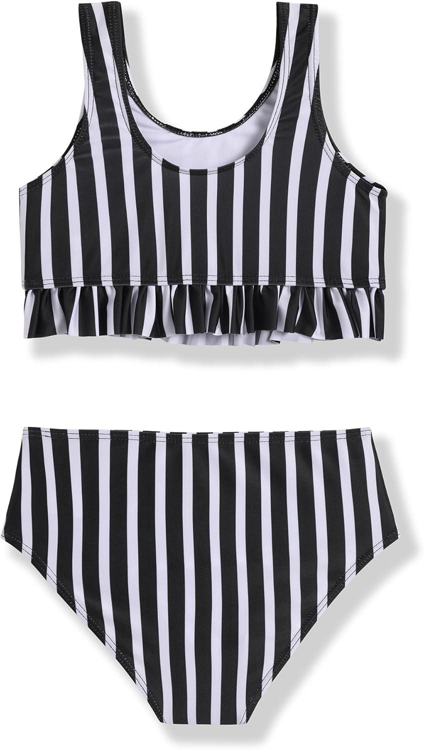 image:imageArshiner Girls Bikini Beach Swimwear 2 Piece Swimsuits Floral Printing Bathing Suits for 415 YearsBlack White Stripes