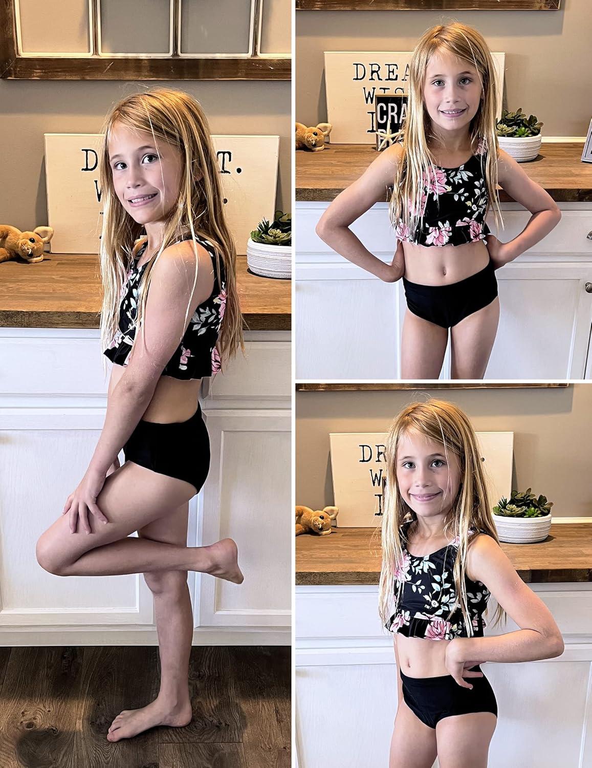 image:imageArshiner Girls Bikini Beach Swimwear 2 Piece Swimsuits Floral Printing Bathing Suits for 415 YearsFlower in Black