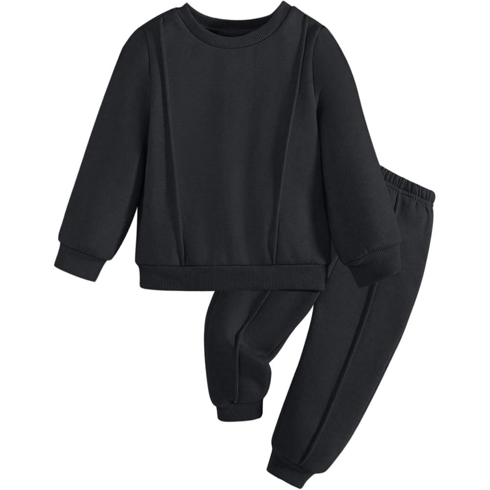 image:imageArshiner Boys Long Sleeve Fleece Sweatshirt and Pants Set 2 Piece Fall Winter Clothes Toddler to Little Kid 28 YearsBlack