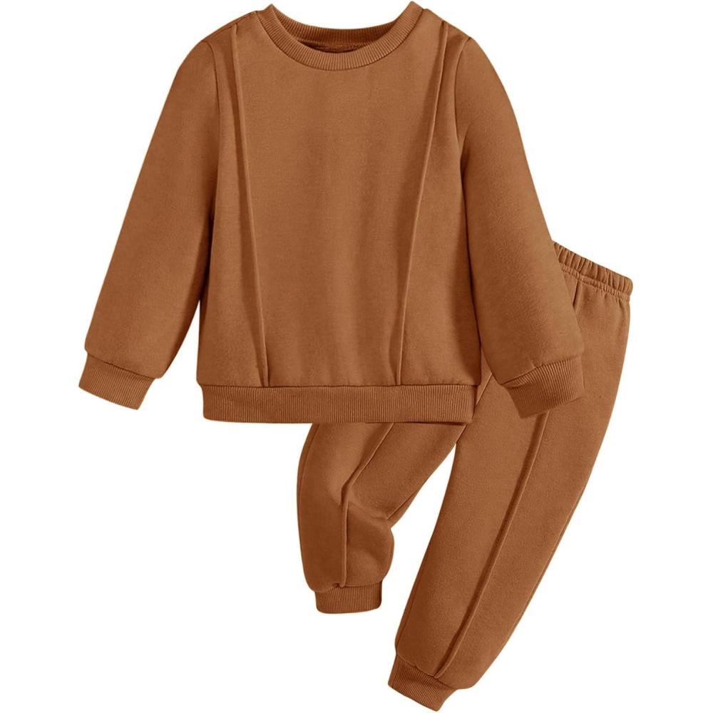 image:imageArshiner Boys Long Sleeve Fleece Sweatshirt and Pants Set 2 Piece Fall Winter Clothes Toddler to Little Kid 28 YearsBrown