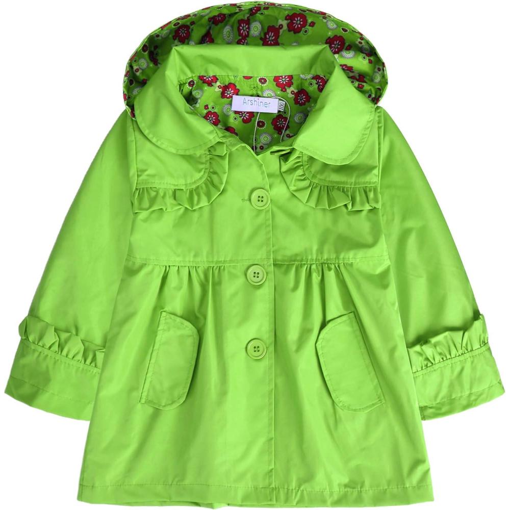 image:imageArshiner Girl Kid Flower Waterproof Hooded Coat Jacket Outwear Raincoat Hoodies Green 100 Age for 2 3Y Green 100 Age for 2 3Y