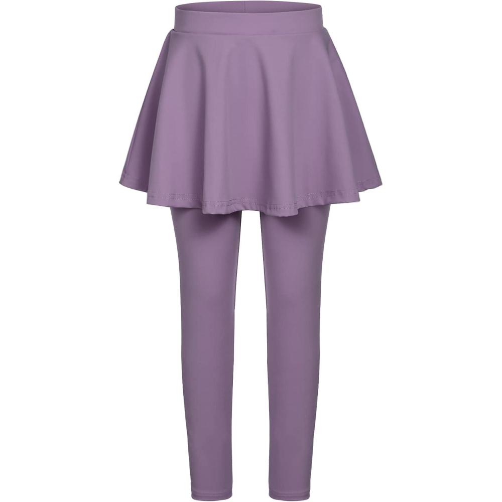 image:imageArshiner Girls Sports Skirted Leggings Casual Ruffle Skater Skirt with Athletic Pants PantskirtsPurple