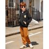 Arshiner Boys’ 2 Piece Athletic Tracksuit Jogging Outfit Sweatsuit Zip Up Hoodie and Active Pants Sets for Kids 5-14 Years(Black / Brown)