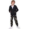 Arshiner Boys’ 2 Piece Athletic Tracksuit Jogging Outfit Sweatsuit Zip Up Hoodie and Active Pants Sets for Kids 5-14 Years(Black /Camo)