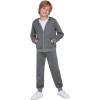 Arshiner Boys’ 2 Piece Athletic Tracksuit Jogging Outfit Sweatsuit Zip Up Hoodie and Active Pants Sets for Kids 5-14 Years(Dark Grey)