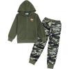 Arshiner Boys’ 2 Piece Athletic Tracksuit Jogging Outfit Sweatsuit Zip Up Hoodie and Active Pants Sets for Kids 5-14 Years(Green / Camo)