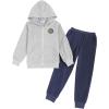 Arshiner Boys’ 2 Piece Athletic Tracksuit Jogging Outfit Sweatsuit Zip Up Hoodie and Active Pants Sets for Kids 5-14 Years(Grey / Navy)
