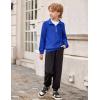 Arshiner Boys Clothes Half Zip Sweatshirt and Pants Outfit 2Pcs Fall Winter Sweatsuit Set for Kids 2-10 Years(Blue & Black)