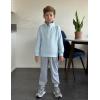 Arshiner Boys Clothes Half Zip Sweatshirt and Pants Outfit 2Pcs Fall Winter Sweatsuit Set for Kids 2-10 Years(Blue & Light Grey)