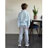 Arshiner Boys Clothes Half Zip Sweatshirt and Pants Outfit 2Pcs Fall Winter Sweatsuit Set for Kids 2-10 Years(Blue & Light Grey)