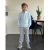 Arshiner Boys Clothes Half Zip Sweatshirt and Pants Outfit 2Pcs Fall Winter Sweatsuit Set for Kids 2-10 Years(Blue & Light Grey)