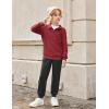 Arshiner Boys Clothes Half Zip Sweatshirt and Pants Outfit 2Pcs Fall Winter Sweatsuit Set for Kids 2-10 Years(Burgundy & Dark Grey)