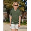 Arshiner Boys Knit Shirts Short Sleeve Button Down Shirt Vintage Fashion Casual Summer Beach Shirts for Kids 4-13 Years(Army Green)