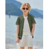 Arshiner Boys Knit Shirts Short Sleeve Button Down Shirt Vintage Fashion Casual Summer Beach Shirts for Kids 4-13 Years(Army Green)