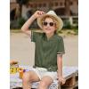 Arshiner Boys Knit Shirts Short Sleeve Button Down Shirt Vintage Fashion Casual Summer Beach Shirts for Kids 4-13 Years(Army Green)