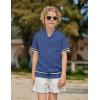 Arshiner Boys Knit Shirts Short Sleeve Button Down Shirt Vintage Fashion Casual Summer Beach Shirts for Kids 4-13 Years(Azure)