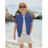Arshiner Boys Knit Shirts Short Sleeve Button Down Shirt Vintage Fashion Casual Summer Beach Shirts for Kids 4-13 Years(Azure)