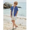 Arshiner Boys Knit Shirts Short Sleeve Button Down Shirt Vintage Fashion Casual Summer Beach Shirts for Kids 4-13 Years(Azure)