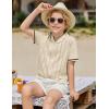 Arshiner Boys Knit Shirts Short Sleeve Button Down Shirt Vintage Fashion Casual Summer Beach Shirts for Kids 4-13 Years(Beige)
