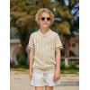 Arshiner Boys Knit Shirts Short Sleeve Button Down Shirt Vintage Fashion Casual Summer Beach Shirts for Kids 4-13 Years(Beige)