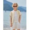 Arshiner Boys Knit Shirts Short Sleeve Button Down Shirt Vintage Fashion Casual Summer Beach Shirts for Kids 4-13 Years(Beige)