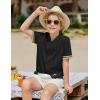 Arshiner Boys Knit Shirts Short Sleeve Button Down Shirt Vintage Fashion Casual Summer Beach Shirts for Kids 4-13 Years(Black)