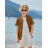 Arshiner Boys Knit Shirts Short Sleeve Button Down Shirt Vintage Fashion Casual Summer Beach Shirts for Kids 4-13 Years(Brown)