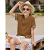 Arshiner Boys Knit Shirts Short Sleeve Button Down Shirt Vintage Fashion Casual Summer Beach Shirts for Kids 4-13 Years(Brown)