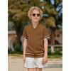 Arshiner Boys Knit Shirts Short Sleeve Button Down Shirt Vintage Fashion Casual Summer Beach Shirts for Kids 4-13 Years(Brown)