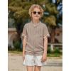 Arshiner Boys Knit Shirts Short Sleeve Button Down Shirt Vintage Fashion Casual Summer Beach Shirts for Kids 4-13 Years(Dark Khaki)