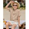 Arshiner Boys Knit Shirts Short Sleeve Button Down Shirt Vintage Fashion Casual Summer Beach Shirts for Kids 4-13 Years(Khaki)