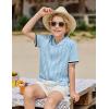 Arshiner Boys Knit Shirts Short Sleeve Button Down Shirt Vintage Fashion Casual Summer Beach Shirts for Kids 4-13 Years(Light Blue)