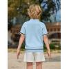Arshiner Boys Knit Shirts Short Sleeve Button Down Shirt Vintage Fashion Casual Summer Beach Shirts for Kids 4-13 Years(Light Blue)
