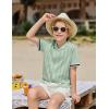 Arshiner Boys Knit Shirts Short Sleeve Button Down Shirt Vintage Fashion Casual Summer Beach Shirts for Kids 4-13 Years(Light Green)