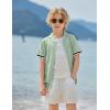 Arshiner Boys Knit Shirts Short Sleeve Button Down Shirt Vintage Fashion Casual Summer Beach Shirts for Kids 4-13 Years(Light Green)