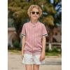 Arshiner Boys Knit Shirts Short Sleeve Button Down Shirt Vintage Fashion Casual Summer Beach Shirts for Kids 4-13 Years(Light Pink)