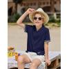 Arshiner Boys Knit Shirts Short Sleeve Button Down Shirt Vintage Fashion Casual Summer Beach Shirts for Kids 4-13 Years(Navy Blue)