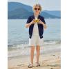Arshiner Boys Knit Shirts Short Sleeve Button Down Shirt Vintage Fashion Casual Summer Beach Shirts for Kids 4-13 Years(Navy Blue)