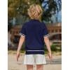 Arshiner Boys Knit Shirts Short Sleeve Button Down Shirt Vintage Fashion Casual Summer Beach Shirts for Kids 4-13 Years(Navy Blue)