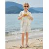 Arshiner Boys Knit Shirts Short Sleeve Button Down Shirt Vintage Fashion Casual Summer Beach Shirts for Kids 4-13 Years(Off-white)