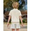 Arshiner Boys Knit Shirts Short Sleeve Button Down Shirt Vintage Fashion Casual Summer Beach Shirts for Kids 4-13 Years(Off-white)