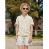 Arshiner Boys Knit Shirts Short Sleeve Button Down Shirt Vintage Fashion Casual Summer Beach Shirts for Kids 4-13 Years(Off-white)