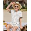 Arshiner Boys Knit Shirts Short Sleeve Button Down Shirt Vintage Fashion Casual Summer Beach Shirts for Kids 4-13 Years(White)