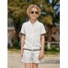 Arshiner Boys Knit Shirts Short Sleeve Button Down Shirt Vintage Fashion Casual Summer Beach Shirts for Kids 4-13 Years(White)